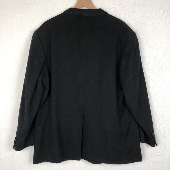 VTG LANDS' END Camel Hair Blazer Men's Sz 48R Black Sport Coat Classic USA Made‎ - Picture 2 of 16